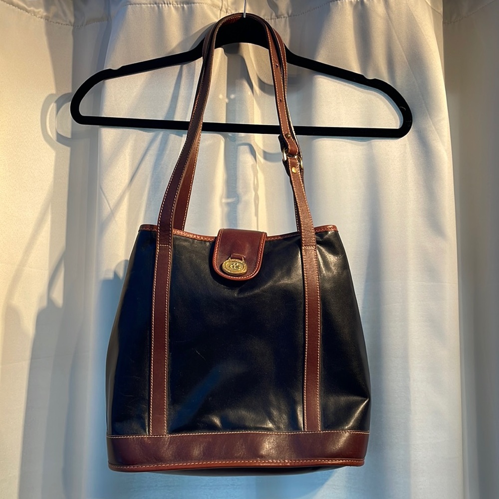 90’s vintage Brahmin Black and Brown Leather Shoulder Bag